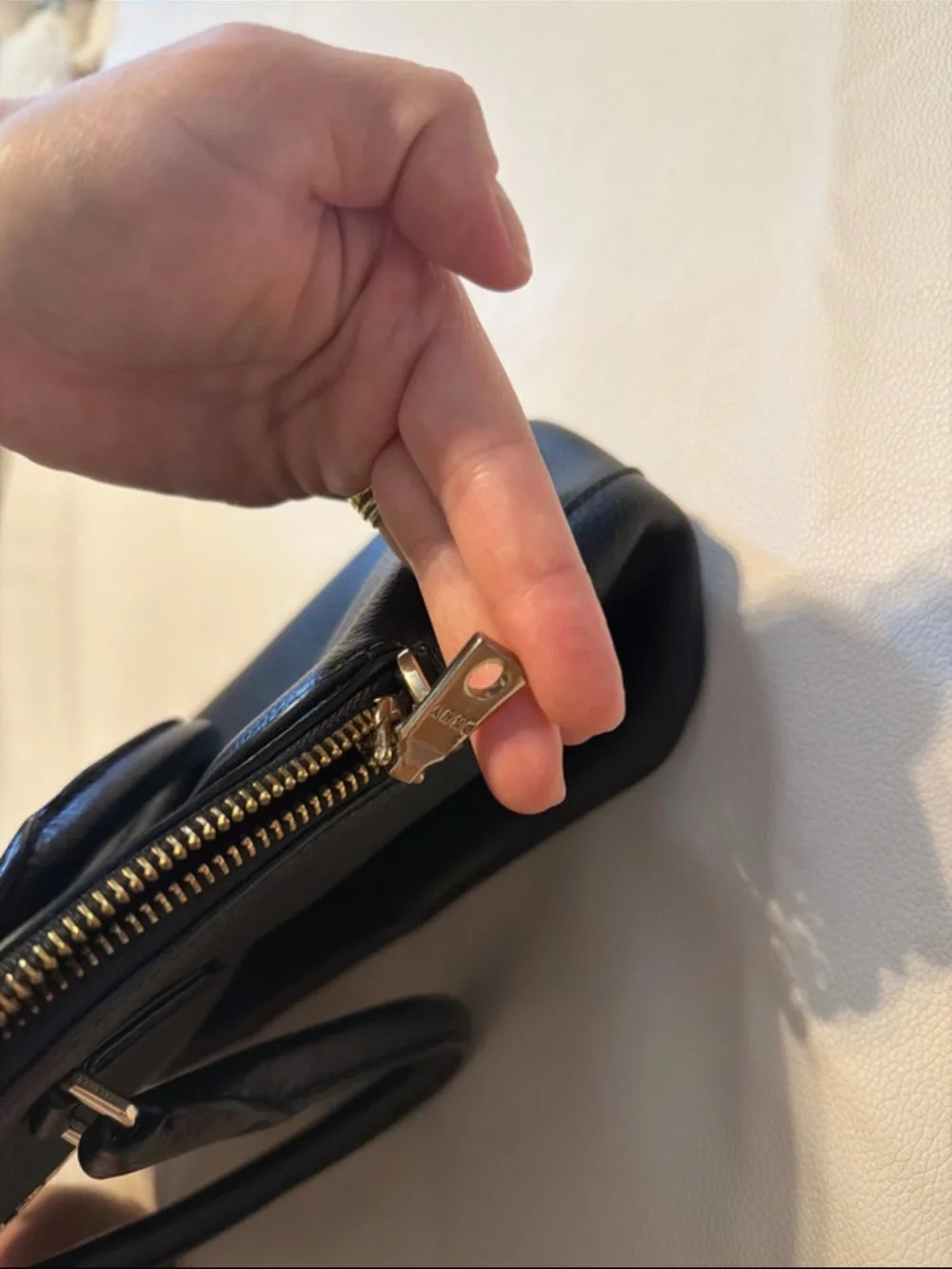 DKNY Black Pebbled Leather Satchel with Gold hardware - Picture 5 of 12